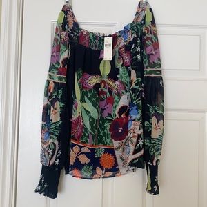 Anthropologie puff sleeve Lil Sire floral blouse. Size Small. NWT